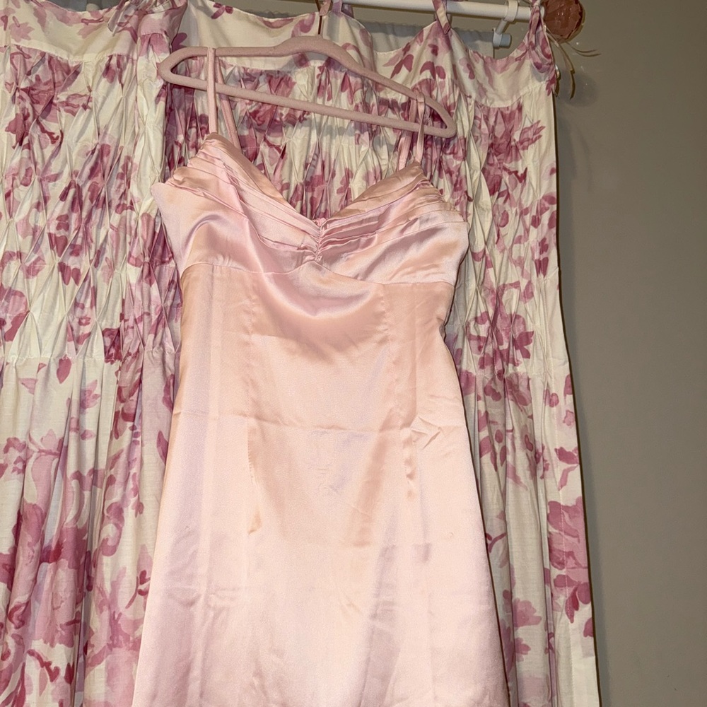 Beginning Boutique Blush Satin Gown